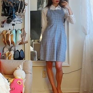 Jumper Cross Back Plaid Midi Dress